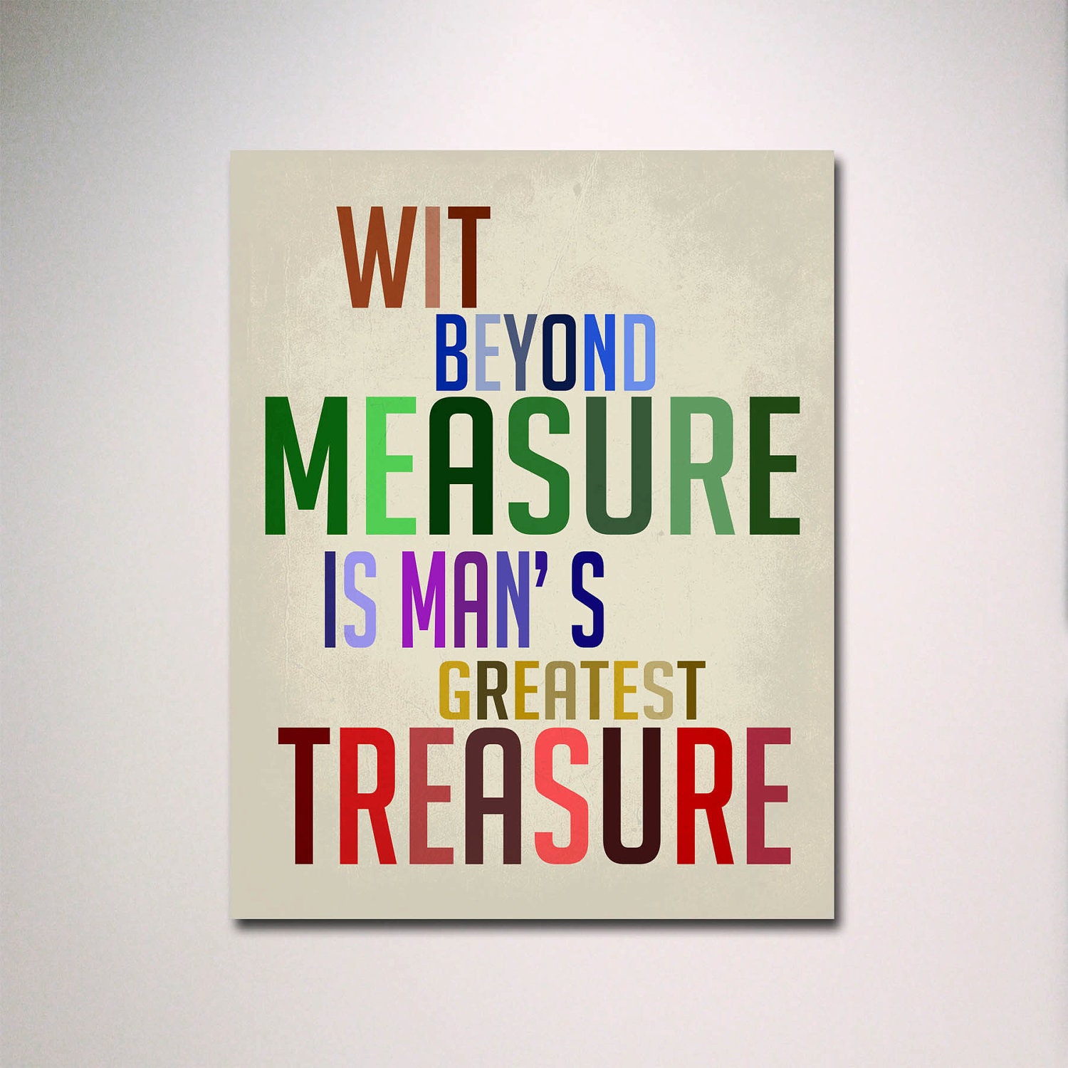 Dumbledore Typography Quote / Wit Beyond Measure is Man's Greatest Treasure 11" x 14" Poster Print / Digital Creation / Inspirational Quote