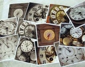 Vintage Clock faces photo cards set of 6 mini