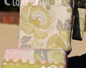 Travel Diaper Changing Set (Girl) - Wet Bag & Wipes Case - Floral - Olive, Blush and Cream