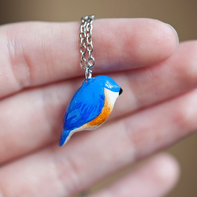 Bluebird Necklace - Le Happy Bluebird Totem by le animalé