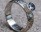 Sterling Silver Floral Band With 5mm Cubic Zirconia - 5mm Wide Band
