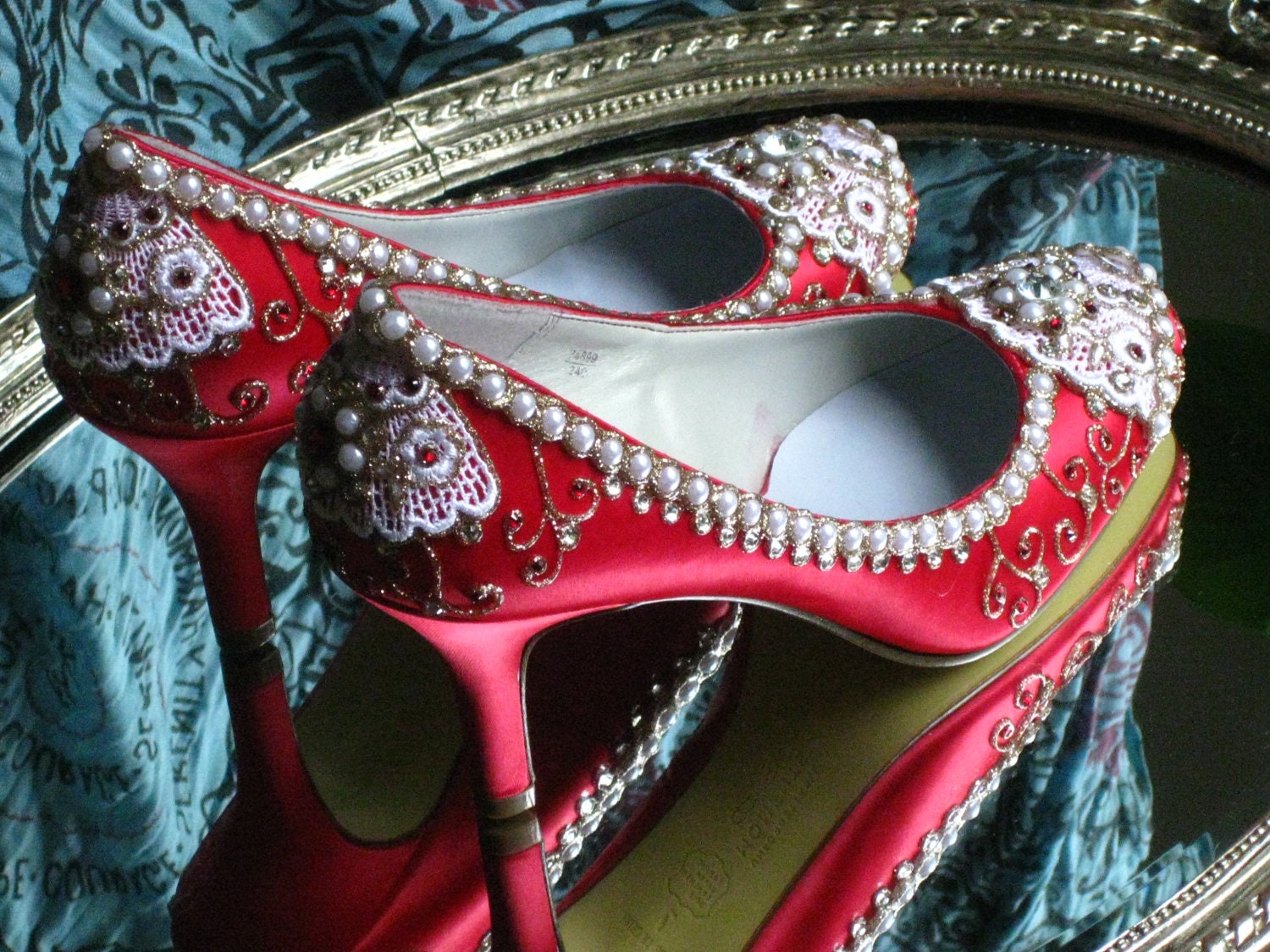 Golden Vines Bridal Heels Wedding Shoes - Any Size - Pick your own shoe color and crystal color