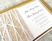 Burlap and Lace Rustic Wedding Invitations - BURLAP AND LACE - Kraft, White, Lace and Ribbon Wedding Invitations