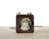 harvest wren necklace- autumn inspired bird wooden necklace- hand painted necklace- it must be nice to be a bird