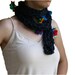 Navy Blue Scarf with Rainbow Colors Flowers - Cotton Spring Summer Fashion - Women Teens Accessories - Knit Multicolor Fashion