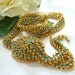 Miriam Haskell Style Necklace Turquoise Rhinestones Waterfall Mesh Vintage 1940s Jewelry