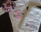 Baby Girl Gift Set/ Newborn Take Home Set (Chocolate and Pink Minky)