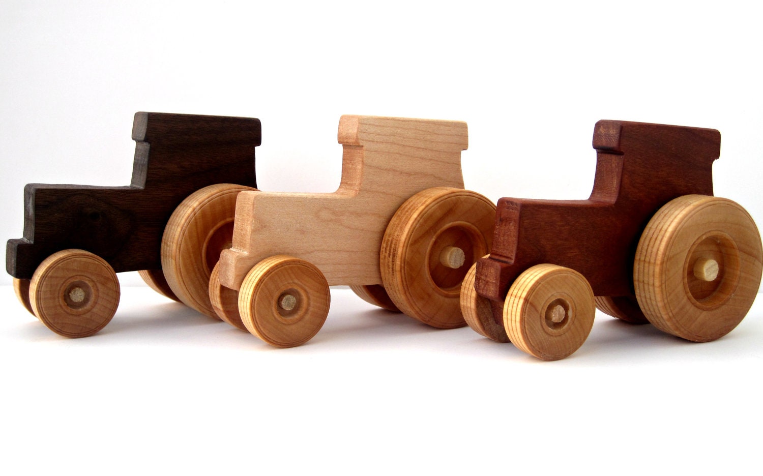 Personalized wood tractor toy, you choose wood.  Walnut, maple or cherry.