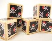 Pirate Baby Shower Decoration. Pirate Party Decor. Nursery Baby Blocks, Toddler Toy, custom birthday gift for boys. Black