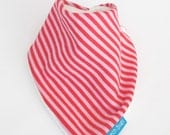 Baby Bandana Dribble Bib Organic Jersey & Unbleached Organic Bamboo Pink Red Stripes - An Eco Friendly Gift Idea by Cwtch Bugs