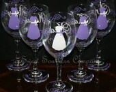 5 Personalized Bridesmaids Wine Glasses with Strapless Gown
