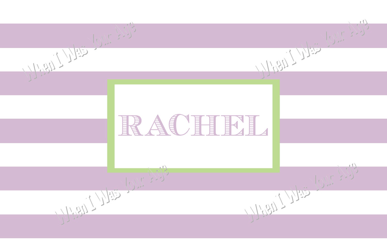 Lilac and White Stripe Personalized Placemat