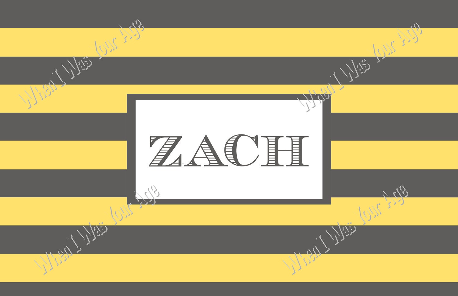 Yellow & Grey Stripe Personalized Placemat