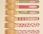 Christmas Multi-Pattern Vintage Green and Red Spoons or Forks - Set of 18 Il_170x135