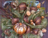 Deco Mesh FALL SPARKLE PUMPKIN Wreath with Leopard Print Ribbon