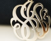 Monogram Necklace- 1" Initial necklaces- Silver monogram Pendant