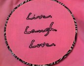 Live, Laugh, Love 8in Embroidered Art
