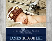 Printable Airplane Aviator Flight Birth Announcement -- sarah O chic -- flight, aviator, pilot, airplane, navy blue, birth annoucement