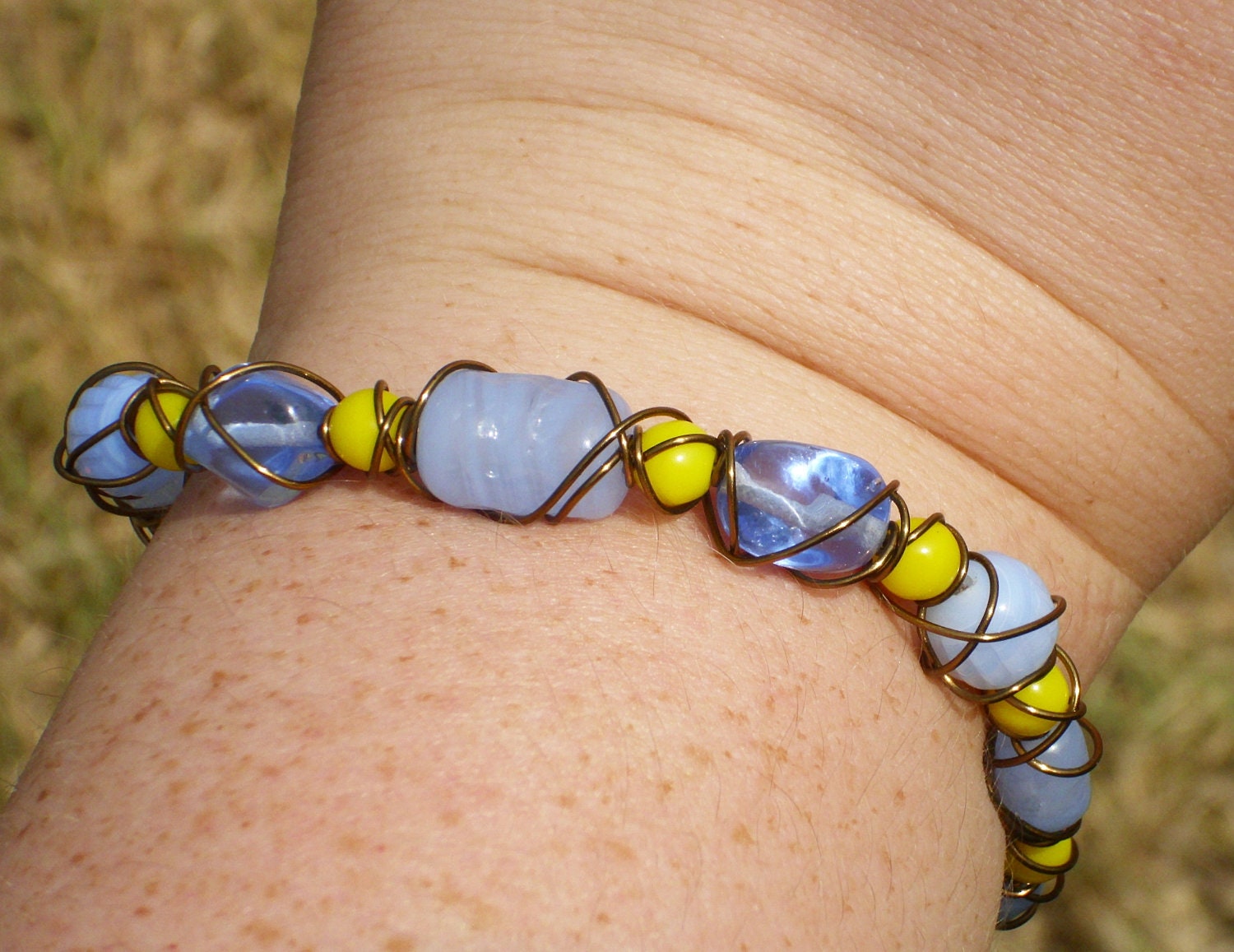 Mermaid Games - Vintage Glass Wirewrapped Bracelet