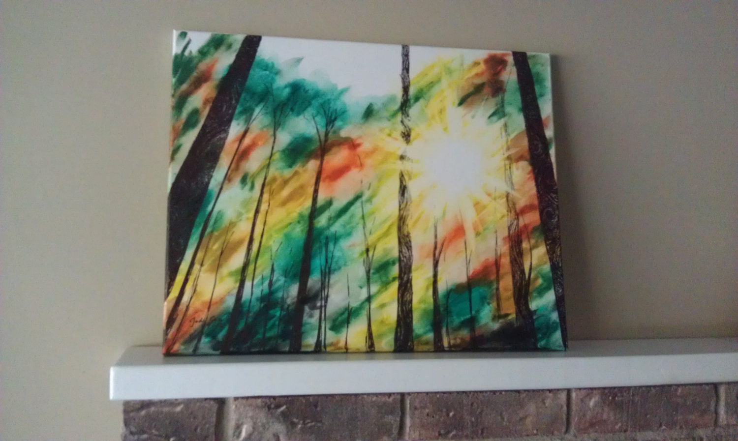 Sunlight Through the Forest - 16 x 20 Watercolor and Ink original painting.