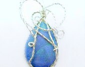 Wire Wrapped Druzy, Drusy, Light Blue,Sterling Silver