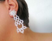 Clip earrings of tatting Aurora - Summer fashion - wedding accessories