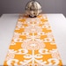 Modern Orange and Green Table Runner, Reversible Table Runner, Tablecloth 60 inch long