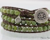 Wrap Bracelets - Green Garnet -  Beaded Chan Luu Style