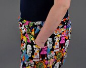 Sugar Skull Skirt-Day of the Dead Mini Skirt with Pockets