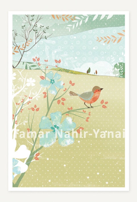 Birds Series Greeting Card - Green bird