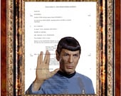 Script Art Print - Star Trek - Spock - Printed on Movie Script Page