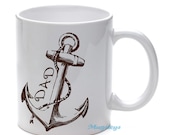 Fathers Day Dad Mug with Nautical Ship Anchor  Birthday, New dad gift, Adoption