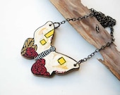Butterfly Necklace Hand Painted on Walnut Wood Art Pendant OOAK Animal Jewelry Necklace