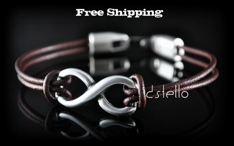 Mens bracelets - Infinity Symbol - Leather Color - Perfect Gift - Couple bracelets - Friendship - Love - Infinity link - Woman - Unisex