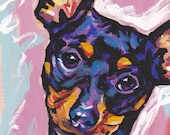Miniature Pinscher art print pop dog art print bright colors 13x19" LEA min pin