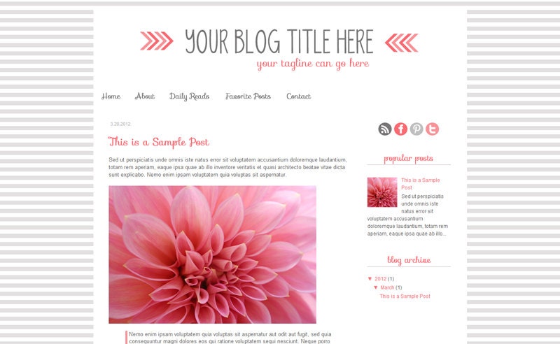 Premade Blogger Template: Pink Lounge