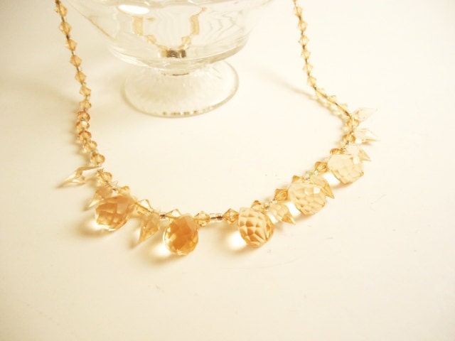 Antique 1920s Rose Czechoslovakia Crystal Necklace
