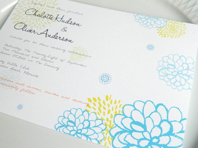 Summer Dreamin - Wedding Card Set - Wedding Invitation and Reply Card