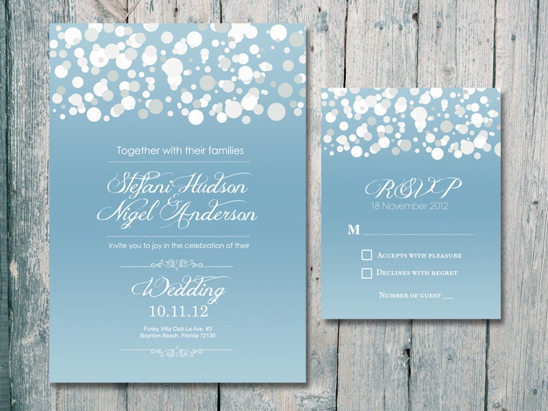 In the Snow  - Wedding Card Set - Wedding Invitation and Reply Card