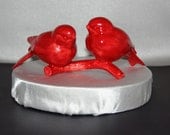 Bird Couple Wedding Cake Topper in Ruby Red and perfect for a keepsake