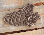 Hand knitted women fishnet Socks brown beige rustic autumn for her alpaca men socks