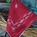 Country Wedding Handkerchief Unusual Abstract Star Pattern Barbed Wire in Red Faith Austin Signed