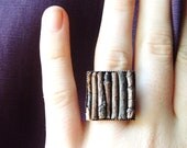 Real Twig Ring on Square Adjustable Copper Band