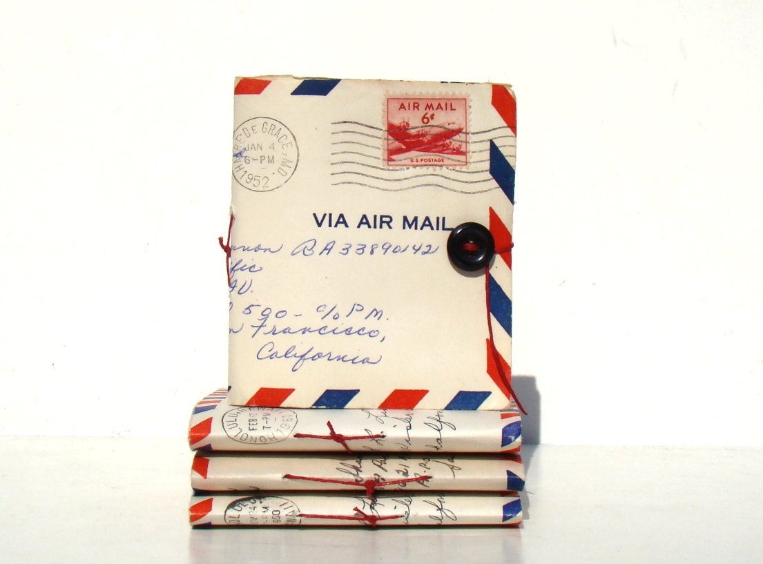 Missing You - vintage airmail paper and cover - Envelope mini-journal