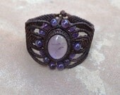 Amethyst Macrame Bracelet/ Brown/ Healing Stone/ Light Purple/ Purple Gemstone/ Boho Bracelet/ Macrame Jewelry