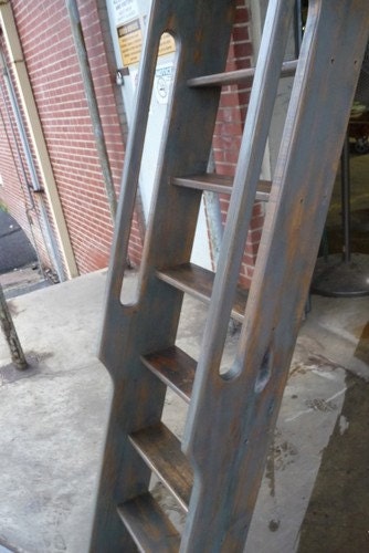 Ship's Ladder for Loft/Library/Attic - Reclaimed Oak - 85% Grey Pickled Finish