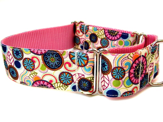 Modern Dog Collar Martingale Collar 1.5" Modern Flowers