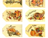 Fall Autumn Gift Tags. Six Different Fall Designs. Harvest Fall Blessings Welcome Fall Sheet No.413 DIY Print and Cut Gift Tags