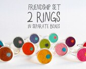 Friendship set - Felt rings - Silver tone - Choose your favourite combination