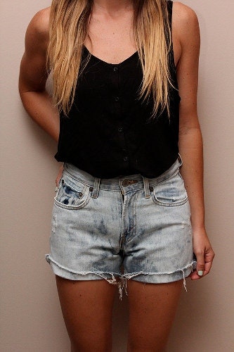 Bleach Tie Dyed High Waisted Levi's Vintage Denim Shorts
